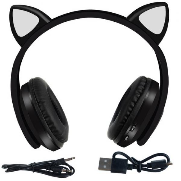 Belaidės „Bluetooth“ ausinės su LED ausimis